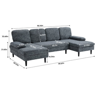 Architectural U-Shaped Sectional Sofa with Double Chaise Lounge in Chenille thumbnail 3