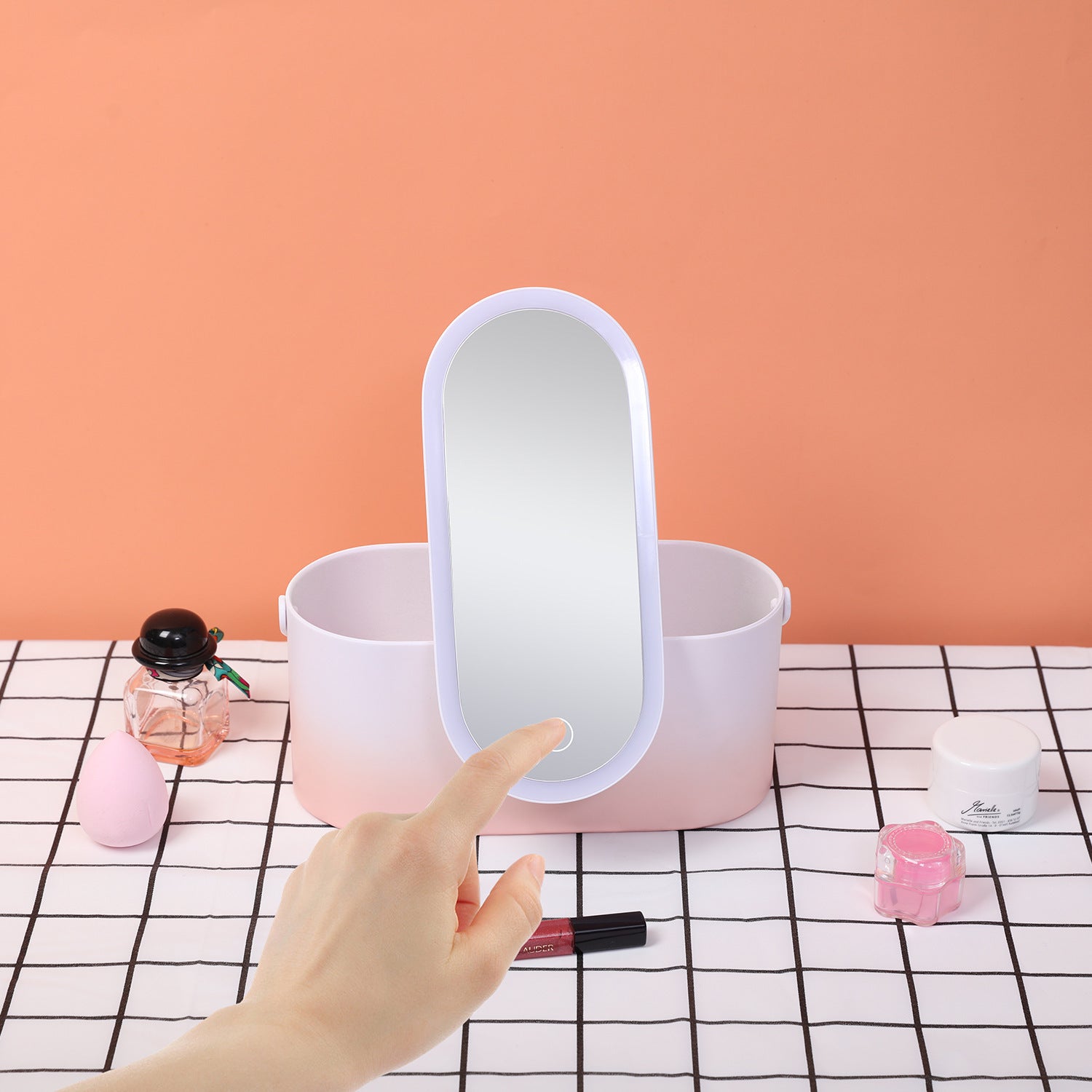 LED Makeup Mirror Organizer