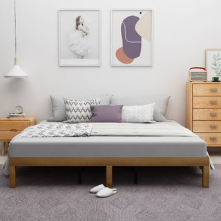 Linear Oak Platform Bed Frame – Minimalist Solid Wood Design (No Box Spring Needed) thumbnail 3