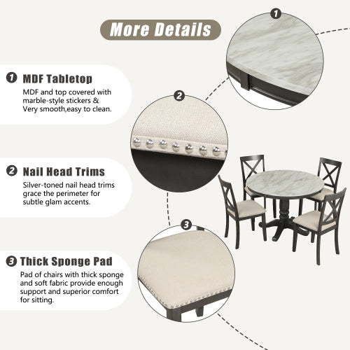 Round Dining Set – 5 Piece