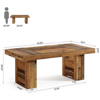 Heritage Reclaimed Wood Dining Table with Industrial Block Pedestal thumbnail 4