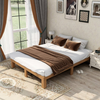 Linear Oak Platform Bed Frame – Minimalist Solid Wood Design (No Box Spring Needed) thumbnail 10