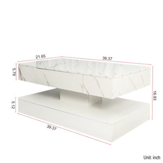 Modern Marble-Texture Coffee Table with Integrated LED Lighting & Hidden Storage thumbnail 8