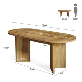 Ethereal Oval Dining Table in Natural Oak Finish with Sculptural Pedestal Base thumbnail 7
