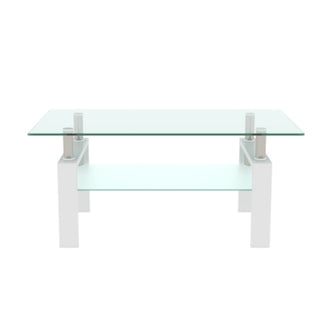 Nordic Minimalist Glass Coffee Table with Dual-Tier Storage thumbnail 10
