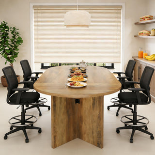Ethereal Oval Dining Table in Natural Oak Finish with Sculptural Pedestal Base thumbnail 5