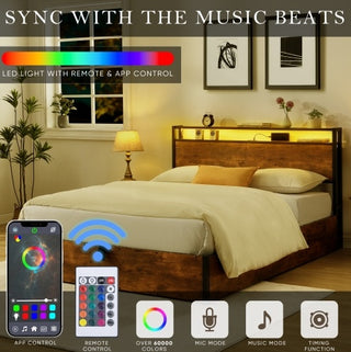 Smart Storage Platform Bed with Integrated LED Lighting & USB Charging Station thumbnail 7