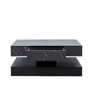 Modern Marble-Texture Coffee Table with Integrated LED Lighting & Hidden Storage thumbnail 5