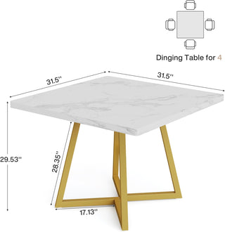Midnight Luxe Square Dining Table with Faux Marble Top & Gold Geometric Base thumbnail 6