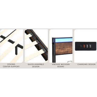 Smart Storage Platform Bed with Integrated LED Lighting & USB Charging Station thumbnail 9
