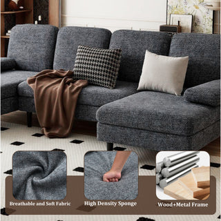 Architectural U-Shaped Sectional Sofa with Double Chaise Lounge in Chenille thumbnail 6