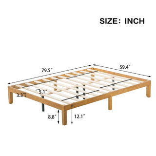 Linear Oak Platform Bed Frame – Minimalist Solid Wood Design (No Box Spring Needed) thumbnail 4