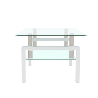 Nordic Minimalist Glass Coffee Table with Dual-Tier Storage thumbnail 8