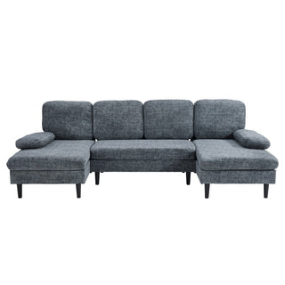 Architectural U-Shaped Sectional Sofa with Double Chaise Lounge in Chenille thumbnail 2