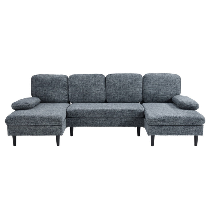 Architectural U-Shaped Sectional Sofa with Double Chaise Lounge in Chenille alternate view