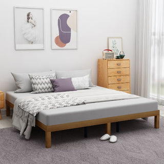 Linear Oak Platform Bed Frame – Minimalist Solid Wood Design (No Box Spring Needed) thumbnail 6