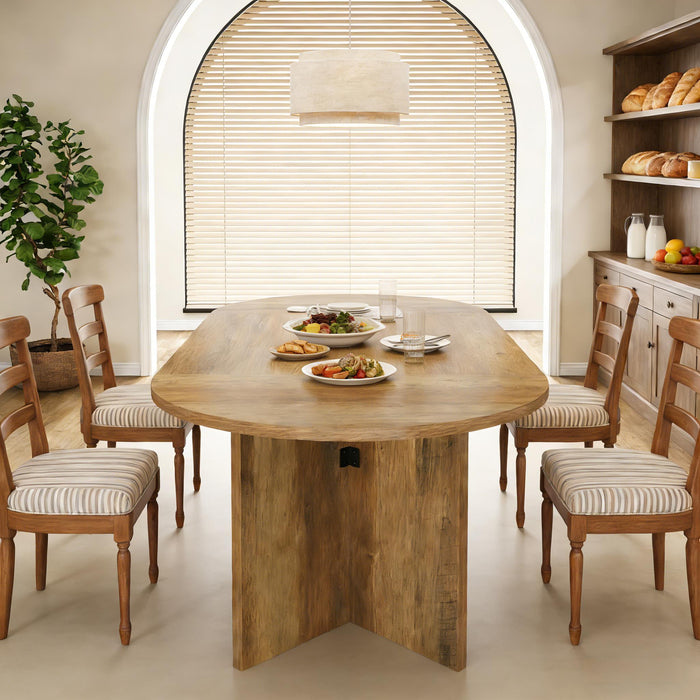 Ethereal Oval Dining Table in Natural Oak Finish with Sculptural Pedestal Base alternate view