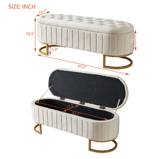 Luxembourg Velvet Storage Ottoman – Elegant Fluted Bench with Gold Base thumbnail 5