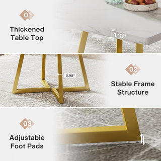 Midnight Luxe Square Dining Table with Faux Marble Top & Gold Geometric Base thumbnail 7