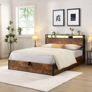 Smart Storage Platform Bed with Integrated LED Lighting & USB Charging Station thumbnail 5